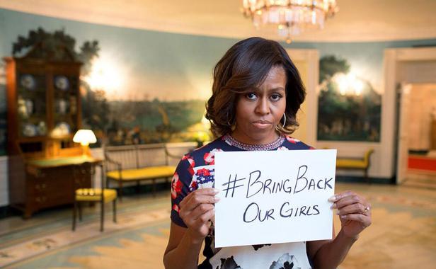 Michelle Obama réclamant les libération des jeunes Nigérianes 